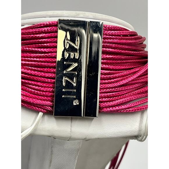 Zenzii Pink Learning The Ropes Leather Layered MultiStrand Statement Necklace - Picture 7 of 9